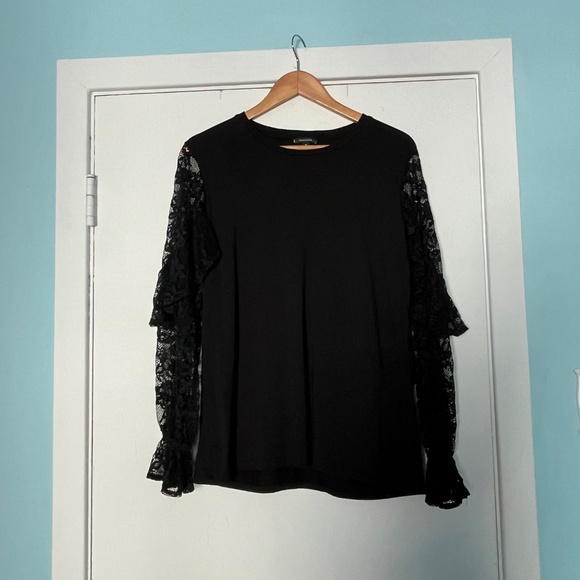 Stellla & Dot Lace Sleeve T, Black, XL - Picture 9 of 13